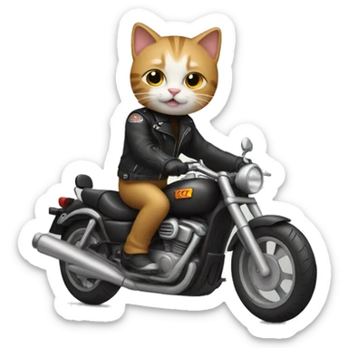 cat riding a motorcycle  sticker