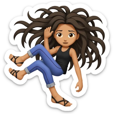 a foot placed on a girl's hair as if the foot were crushing her head sticker