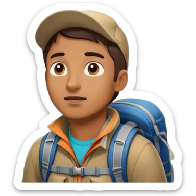 the man who want to clime moutain and sees the moutain from ground sticker