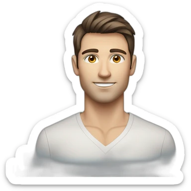 blue eyed, good looking Caucasian, athletic male with dark brown clean cut hair sticker