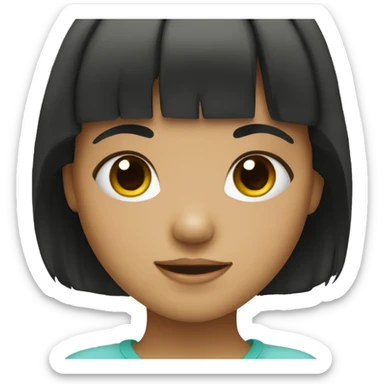 little girl with dark hair and bangs sticker