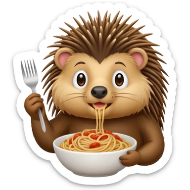 Porcupine holding spaghetti  sticker