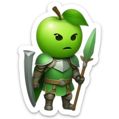 green apple knight with a spear in hand sticker