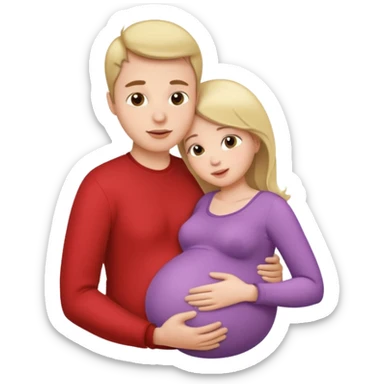 Femme enceinte homme fais bisous sur le ventre sticker