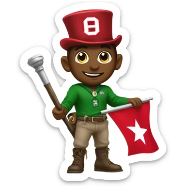 Buckeye holding Ohio state flag on top of a leprechaun  sticker