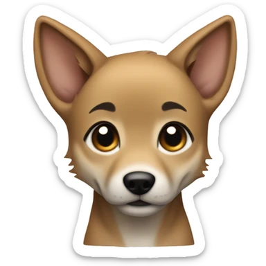 4 very short legs a light brown puppy-like wolf with black ears sticker