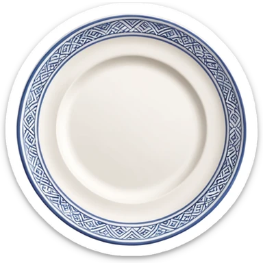 create me an image of ceramic plate in perspective view. with some white embossed ornament on sides. make the plate in perspective view. sticker