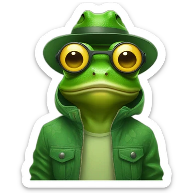 Frog wearing a sun glasses and mask sticker