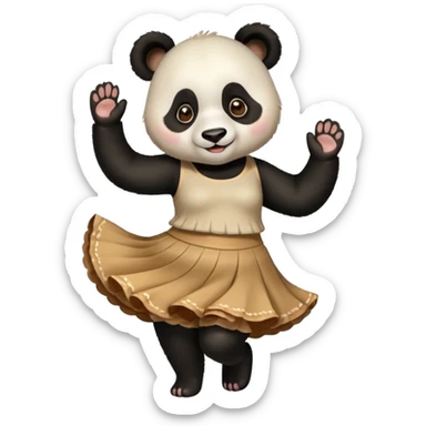 funny Panda with skirt dancing sticker