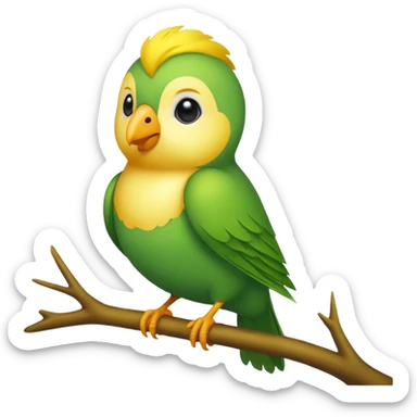A love bird with color green and his head yellow sticker