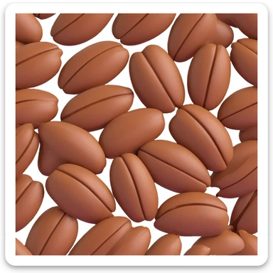 whole pecan halves, two or three, deep brown, grooved, curved, glossy, ridged, warm nutty, small cluster, no shell, no background, clean 3D, soft lighting, transparent background, emoji scale sticker