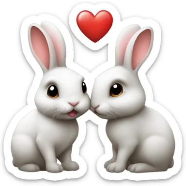Rabbit kiss with a heart sticker