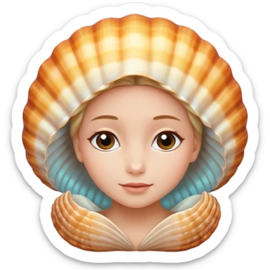 Soft, nurturing, or a bit shy. Very polite and kind. woman in a shell 
more dinamic emoji  sticker