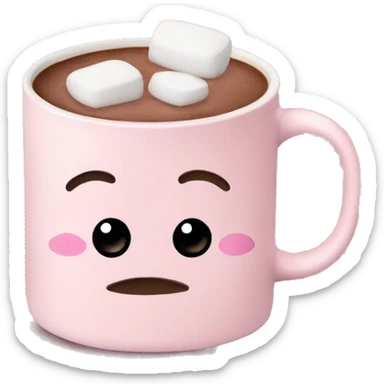 Light Pink mug of hot chocolate with marshmallows  sticker