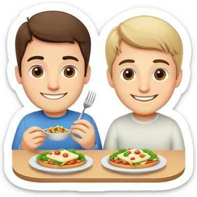 two caucasian programmers on lunch at the table sticker