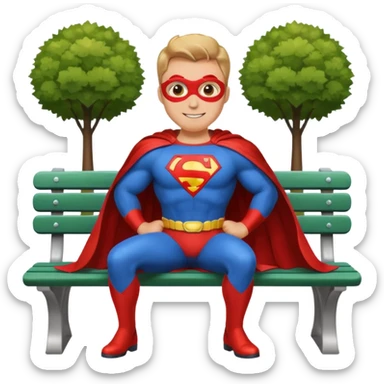 superhero relaxing on a park bench sticker