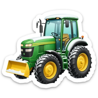Big Green tractor with yellow blade pushing snow sticker