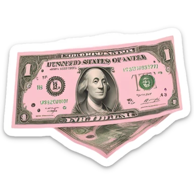 pink dollar bill sticker