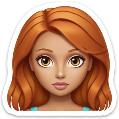 ginger hair, pretty eyes, pretty makeup, pretty bratz baddie sticker