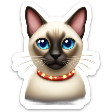 Siamese Cat with christmas lights sticker