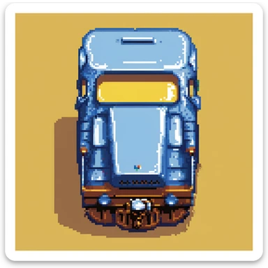 Thomas the Tank Engine, pixel art, classic blue train sticker
