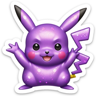 glitter purple pikachu sticker