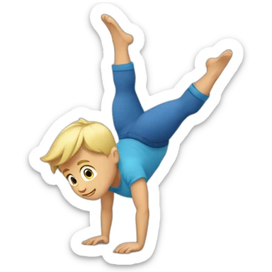 blond muscular man with a blue shirt doing a one arm handstand sticker