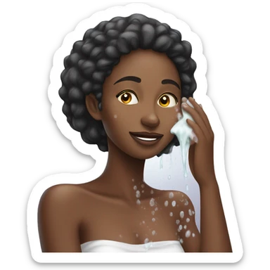 beautiful African woman washing her face with soap sticker