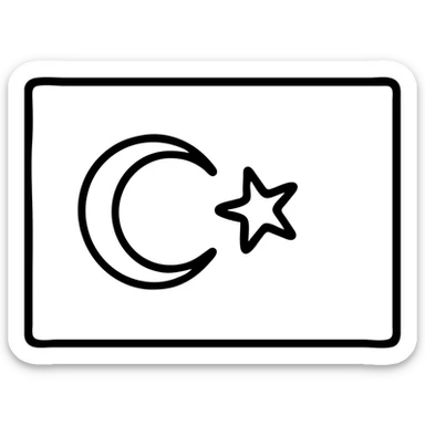 East Turkestan flag, sky blue background with a white crescent moon and a five-pointed star, simple and bold, no text, icon style sticker