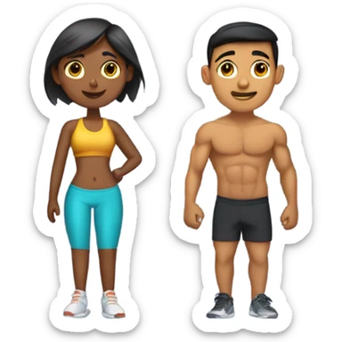 one Indian fair girl and one tanner Indian muscular boy going to the gym together sticker