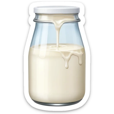a jar of milk but the top is sticky and its dripping sticker