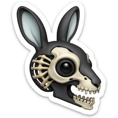 Tête de lapin squelette noire de profil avec des G à la place des yeux  sticker