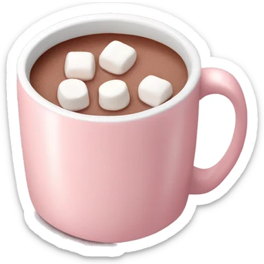 Light Pink mug of hot chocolate with marshmallows  sticker