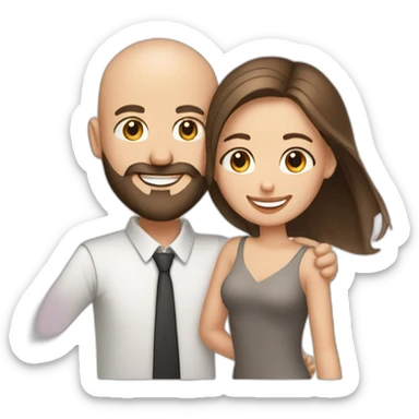 Happy-secret-couple-bald-guy-with-beard-with-shorthaired-brunette-girl sticker