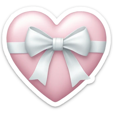 Pastel pink heart with white bow sticker