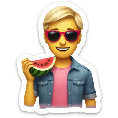emoji in sunglasses holding a watermelon sticker