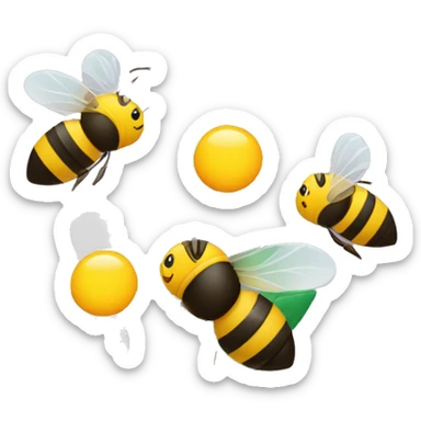 bouquet of flowers with 3 bees flying around it sticker