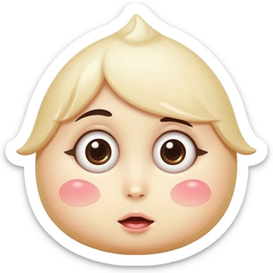 shy vanilla cream with a dollop on top, big eyes, rosy cheeks sticker