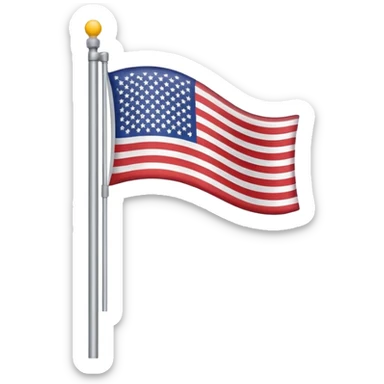 United States flag, simple, bright, gray flagpole, wavy flag, Google emoji style, slight variation in flag shape sticker