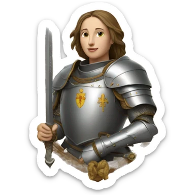 Joan of Arc in front of the coat of arms of the house of anjou sticker