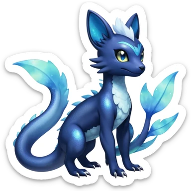 Shiny icy iridescent Nebulae Salandit-Meowstic-Umbreon-Fakémon-hybrid-creature (full body)  sticker