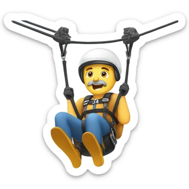 white man with gray mustache zip lining sticker