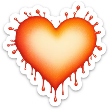splattered paint heart glowing red-orange warmth sticker