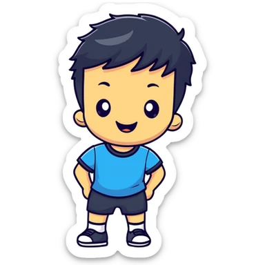 Cute little boy with a playful expression sticker