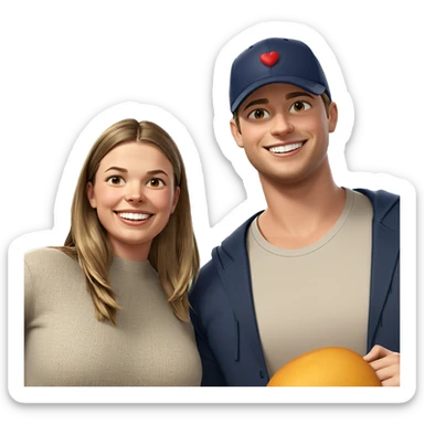 smiling couple in casual attire sticker