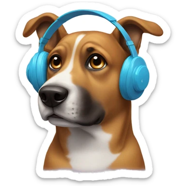 Dog wearing headphones  sticker