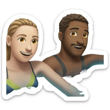 Two friend swimming inside pool together  sticker