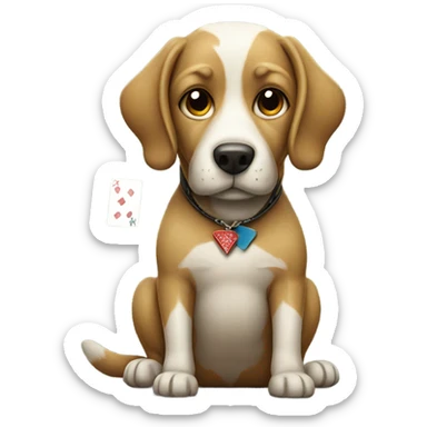 Dog playing poker sticker