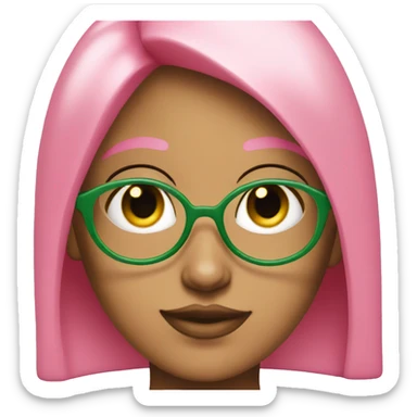 pink girl with four eyes and green straight hair sticker