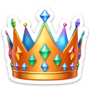 orange prismatic 3d crown with rainbow gems sticker